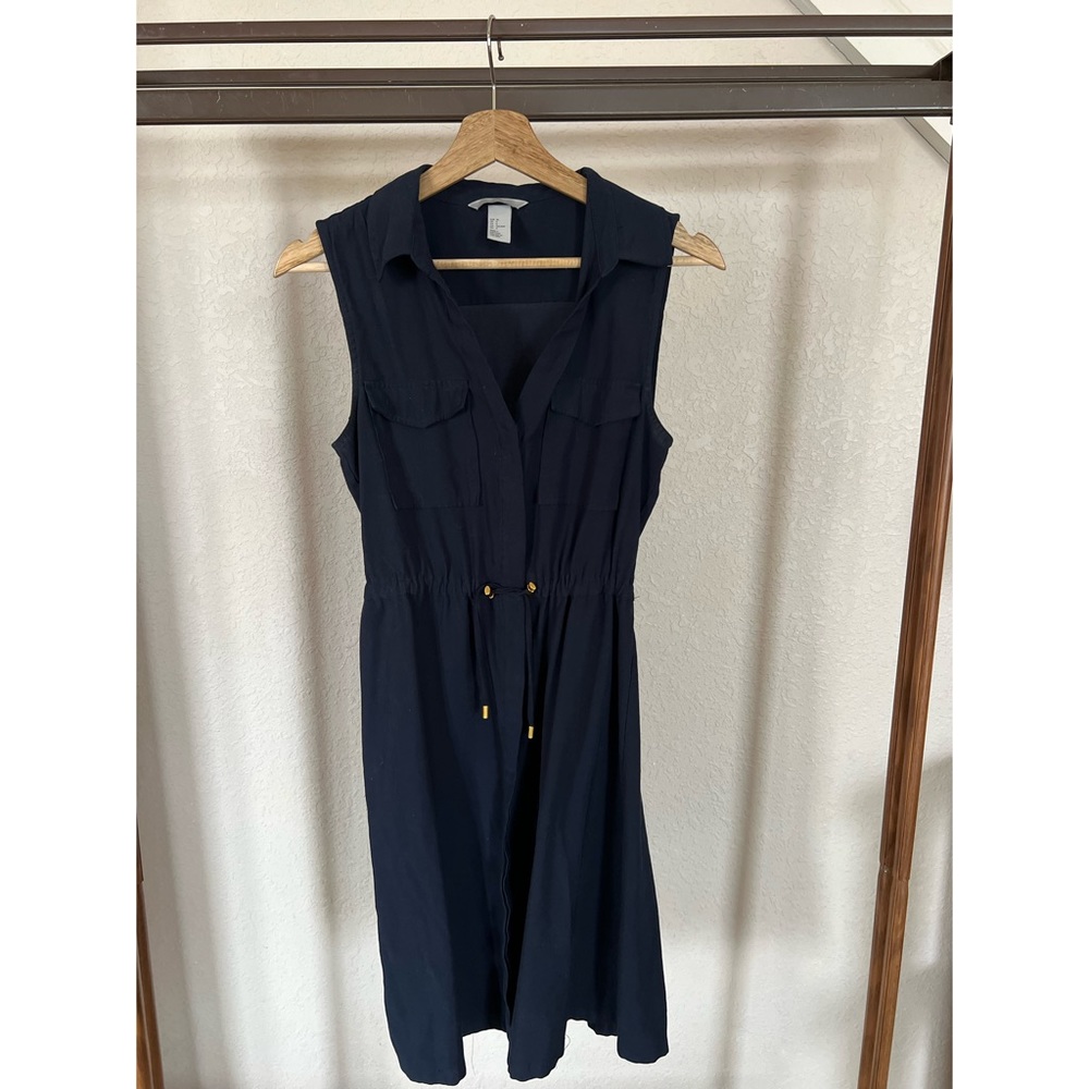 H&M button up navy blue dress | Dressses